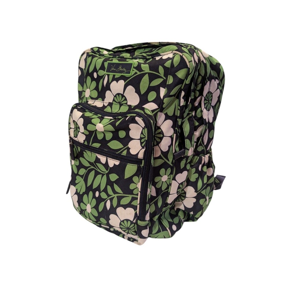 Vera Bradley Green Pink Floral Lucky You Campus Backpack